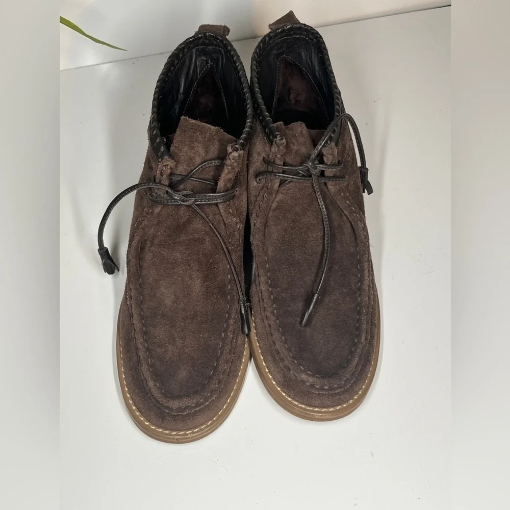 JACK ROGERS‎ Brown whipstitch suede lace up chukka boots size 9.